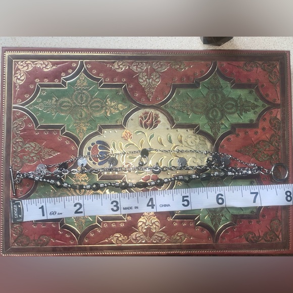 Merchant - Pyrite Triple Layered Toggle W. Coin Dangles Stainless Steel Bracelet - Picture 3 of 5